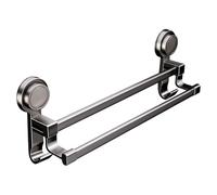 No Drill Rack - Suction Cup Towel Bar for Bathroom | Double Pole Wall Mounted Holder with Strong Grip & Easy Installation for Apartment, Home, Shower, Glass, Mirror, Tile and Door