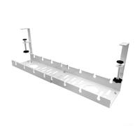 No Drill Retractable Cable Organizer Tray, Adjustable Desk Wire Management Duct 30.5-53.5cm, Sturdy Metal Holder for Home and Office Workspace(White)
