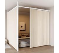 No-Drill Room Divider ain Adjustable Privacy Wall Partit Retractable Space Divider (Bei Width 2.6-4.1m) - Temporary Solut for Smart Space ment