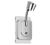 No Drill Shower Head Holder, Wall Mounted Adjustable Bracket Strong Self-Adhesive for Bathroom Smooth Surfaces Compatible with Various Hand Showers White Silver Black(Silver)