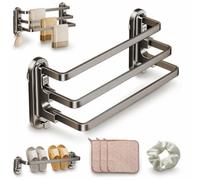 No-Drill Stainless Steel Suction Cup Towel Bar, Adjustable Multi-Purpose Suction Cup Mounted Towel Rack, Rustproof Telescopic Towels Hanger for Bathroom (3PCS40cm)