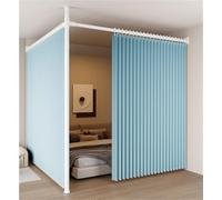 No-Drill Temporary Room Divider, Adjustable Privacy Wall Partition, Retractable Space Divider (Blue, Width 3.1-4.1m) - Ideal for Instant Privacy & Space Management