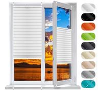 No Drill Temporary Window Blinds 86x135 cm, Self-Adhesive Non-Woven Pleated Shades, Crumpled Effect, Easy Install Window Coverings for Home & Office, White