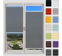 No Drill Temporary Window Blinds 90x120 cm - Easy Install Pleated Honeycomb Blinds, Quick Fix for Windows & Doors, Light Grey, No Tools Required