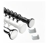 No Drill Tension Curtain Rod,No Slip Telescoping Pole,Telescoping Shower Curtain Rod,1Inch Diameter Spring Tension Rods,Stainless Steel Telescoping Pole,Curtain Rail With Card Tray(Black,110-190cm)