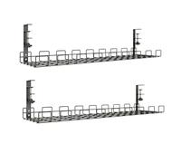 No-Drill Under Desk Cable Management Tray，Metal Cord Hider, Clamp On Cord Organizer for Office and Gaming Accessories,2Pcs(Black,50 * 19 * 17cm)