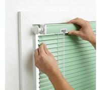 No Drill Venetian Blinds for Windows, Custom Aluminium Blinds with 25mm Horizontal Slats, Easy Fit, adjustable Room Darkening Shades for Home Kitchen(Light green)