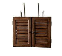 No-Drill Wall-Mounted Router Storage Box, a Concealed Multimedia & Low-Voltage Cabinet, an Ideal Cable Management and Storage Solution for Living Room(Light brown,14.2x3.7x11.02in)