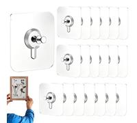 No Drill Wall Stickers - PVC Stainless Steel 6x6cm 20pcs | Nail Free Adhesive Hooks 2026 Upgraded Version | Damage Resistant Picture Hangers for Home Office School Organisation
