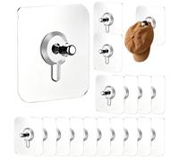 No Drill Wall Stickers - PVC Stainless Steel 6x6cm 20pcs | Nail Free Adhesive Hooks 2026 Upgraded Version | Damage Resistant Picture Hangers for Home Office School Organisation