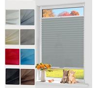 No Drill Window Blinds 20x80 cm Pleated Shades Easy Stick On Installation Privacy Protection for Bedroom Bathroom Kitchen Light Grey Temporary Window Coverings