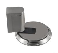 No-Drill Zinc Alloy Door Stopper, Strong Windproof Suction with Self-Locking Base, Anti-Collision Floor Mount for Home and Office Use(Brushed steel)