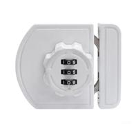 No Drill Zinc Alloy For Drawer Lock for Sliding Cabinet Doors with 3 Digit Resettable Code and Glow in Dark (white)