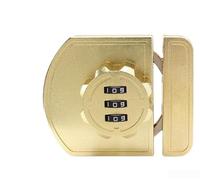 No Drill Zinc Alloy For Drawer Lock for Sliding Cabinet Doors with 3 Digit Resettable Code and Glow in Dark (gold)