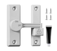 No Drilling Door Latch Lock, Rotate Bolt Locks Gate Latch with 2 Mounting Methods, Enhanced Safet Lock for Sliding & Push Doors - White