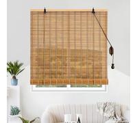 No drilling,Natural Bamboo Roller,Retro Bamboo,Roman Blinds,Blackout Roller Blinds,Sun Shade Curtain,Anti-UV Dustproof Decorative Curtain,Light Filtering,Patio,Gazebo,Kitchen,with Accessories