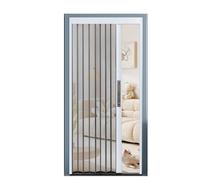 No Drilling Pets Proof Screen Door Foldable & Lockable, Customized Retractable Fly Screen Door for Sliding Door/Patio/Garage/Balcony with Aluminum Frame(H 215cm,W 115cm)