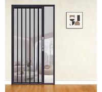 No-Drilling Retractable Screen Door, Folding Sliding Front Doors with Aluminum Frame and Durable Mesh, Easy Assemble Keeps Bugs Out, for Single Door(Black,74x80in(188.0x203cm))