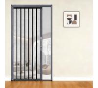 No-Drilling Retractable Screen Door, Folding Sliding Front Doors with Aluminum Frame and Durable Mesh, Easy Assemble Keeps Bugs Out, for Single Door(Gray,57x80in(144.8x203cm))