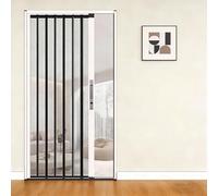 No-Drilling Retractable Screen Door, Folding Sliding Front Doors with Aluminum Frame and Durable Mesh, Easy Assemble Keeps Bugs Out, for Single Door(White,25x80in(63.5x203cm))