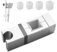 No-Drilling Shower Head Holder, 360° Adjustable Slip-On Design, Universal Fit for 18x30mm 22x22mm 25x25mm 30x15mm Rectangular Square Rails, Chrome Wall Mount Bracket for Handheld Shower