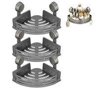No Drilling Suction Cup Triangle Corner Shower Caddy, 1/2/3 Tier Bathroom Storage Rack with Towel Hooks, Waterproof Rustproof Shower Shelf Organizer for Bathroom & Kitchen (Gray)