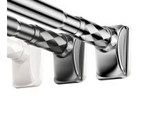 No Drilling Tension Curtain Rod, Extra Long Outdoor Shower Curtain Rod, Adjustable Spring Tension Rod for Bathroom Windows Door Closet, Rod Diameter 1.26 Inches(Black,210-300cm)