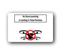 No Drone Launching or Landing Prohibition sign - 14.0x9.0cm Brushed Aluminium