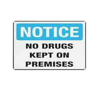 No Drugs Kept On Premises Sign 12 X 8 Inches Aluminum Metal Warning Signage With Symbol For Indoor Outdoor Use