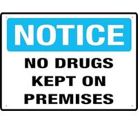 No Drugs Kept On Premises Sign 12”X8” Metal Signs Aluminum Sign Pre-Drilled Holes For Easy Mounting Indoor Or Outdoor Use For Fence Door Or Gate