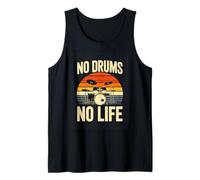 No Drums No Life Retro Vintage Drummer Music Tank Top