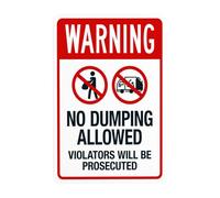No Dumping Allowed Violators Will Be Prosecuted Metal Warning Sign with Easy Install for Indoor Outdoor Security, Business Office Home Garden Street Decor 20 x 30 cm