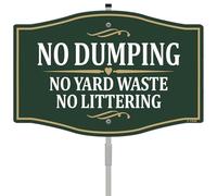 No Dumping No Yard Waste No Littering Sign 12" x 8" With 35" Long Metal Stakes No Dumping Sign Private Property Sign Stand Aluminum Outdoor Use Yard Business Home Sign