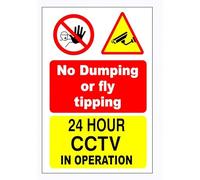 No dumping or fly tipping CCTV in operation Safety sign - 1 mm Rigid plastic 300mm x 200mm Case (Pack of 5) (1)