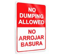 No Dumping Sign 8 x 12 Inch, Reflective Aluminum No Arrojar Basura Sign
