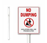 No Dumping Signs - Outdoor Garbage Sign Violators Will Be Prosecuted Yard Sign With Stake, 20x30cm, Rust Free Heavy Aluminum, Weatherproof and Fade Resistant