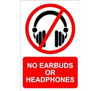 No earbuds or headphones - Self adhesive sticker (300mm x 200mm)