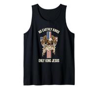 No Earthly Kings King Jesus Eagle Cross American Tank Top