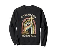 No Earthly Kings Only King Jesus Boho Rainbow Cross Sweatshirt