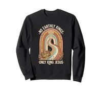No Earthly Kings Only King Jesus Boho Rainbow Cross Sweatshirt