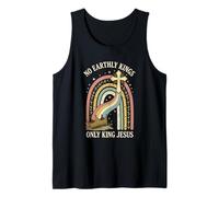 No Earthly Kings Only King Jesus Boho Rainbow Cross Tank Top
