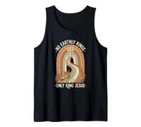 No Earthly Kings Only King Jesus Boho Rainbow Cross Tank Top