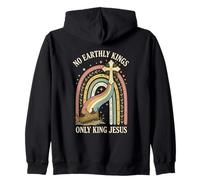 No Earthly Kings Only King Jesus Boho Rainbow Cross Zip Hoodie