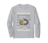 No Earthly Kings Only King Jesus Crown Anatomy Art Long Sleeve T-Shirt