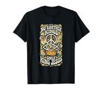No Earthly Kings Only King Jesus Retro Peace Sign Fish T-Shirt