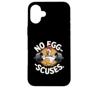 No Eggscuses Funny Chicken Workout Case for iPhone 16 Plus