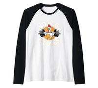 No Eggscuses Funny Chicken Workout Raglan Baseball Tee