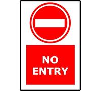 No Entry | 20cm x 15cm | Red/White - PVC Plastic Sign for Restricted Areas, Private Property, Security Zones, Traffic Control | UK-Made with Renewable Energy | Low Carbon Footprint - x2