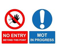 No entry beyond this point mot in progress safety sign - 3mm Aluminium sign (400mm x 300mm)