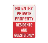 No Entry Private Property - Residents And Guests Only Sign Warning Sticker-Security Sign Outdoor Sign 12 X 8 Inches